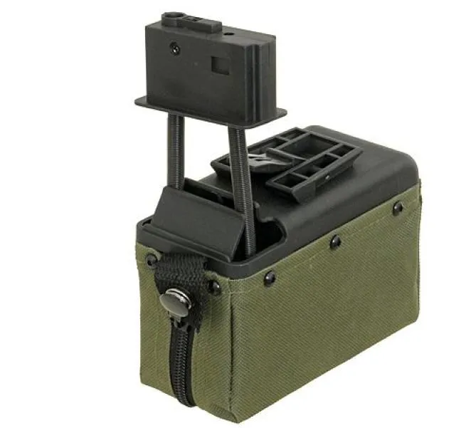 Softair.Zone M249/MK46 1500 RDS electric Box Mag Olive Drab